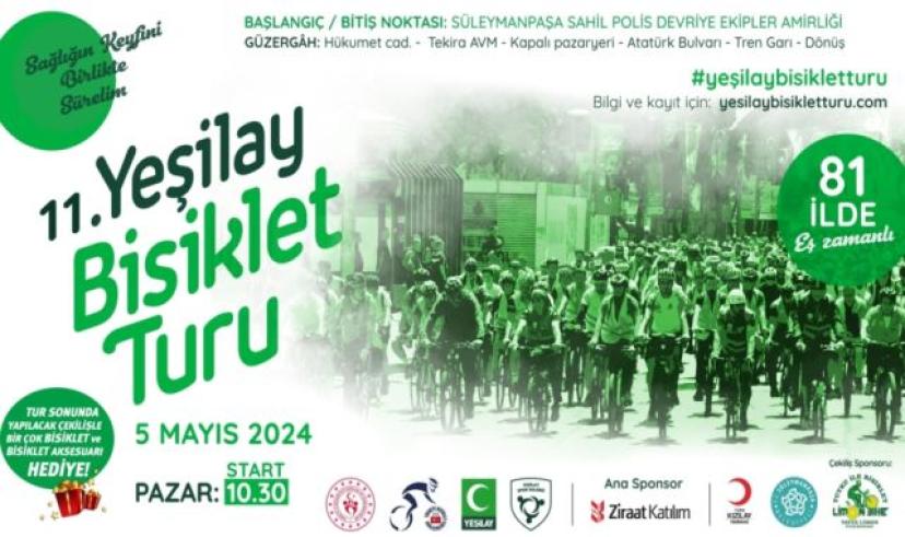 11’inci YEŞİLAY bisiklet turu 5 Mayıs pazar günü Tekirdağ’da düzenleniyor
