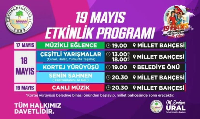 19 Mayıs Turhal’da coşkuyla kutlanacak