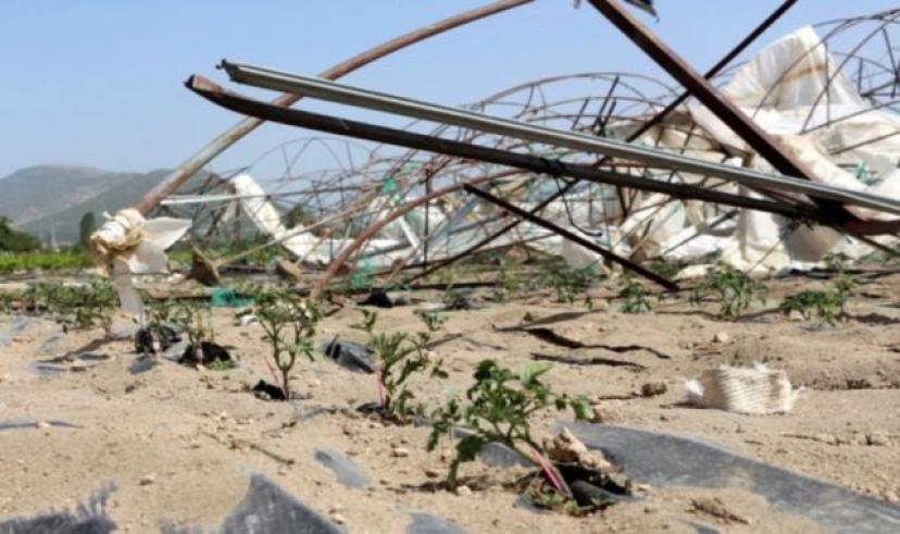 Deregümü Köyü’nde seraları hortum vurdu