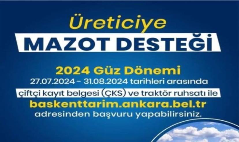 Ankara Büyükşehir belediyesinden üreticiye mazot desteği