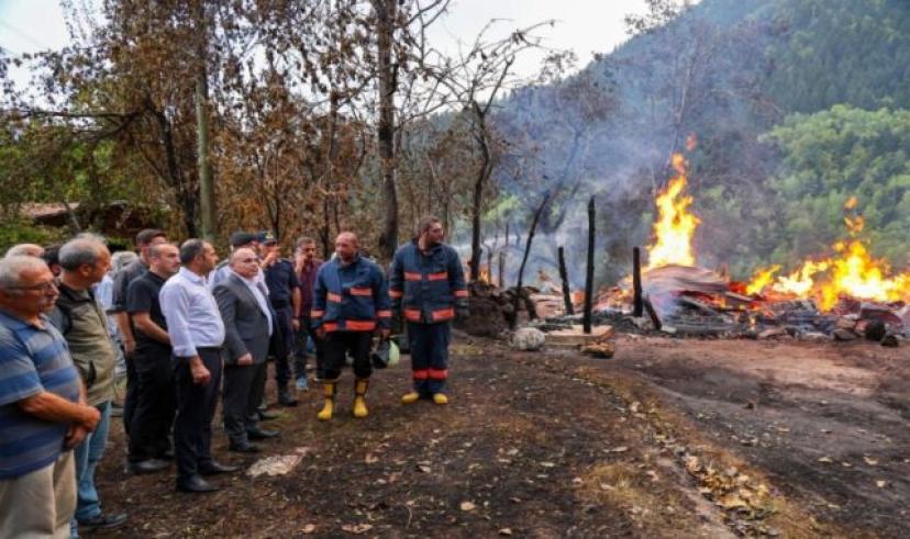 Artvin Valisi Ünsal, yangın yerinde incelemelerde bulundu