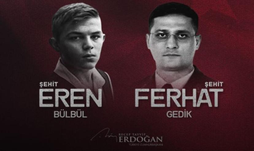 Erdoğan, şehit Jandarma Astsubay Ferhat Gedik ile Eren Bülbül’ü andı