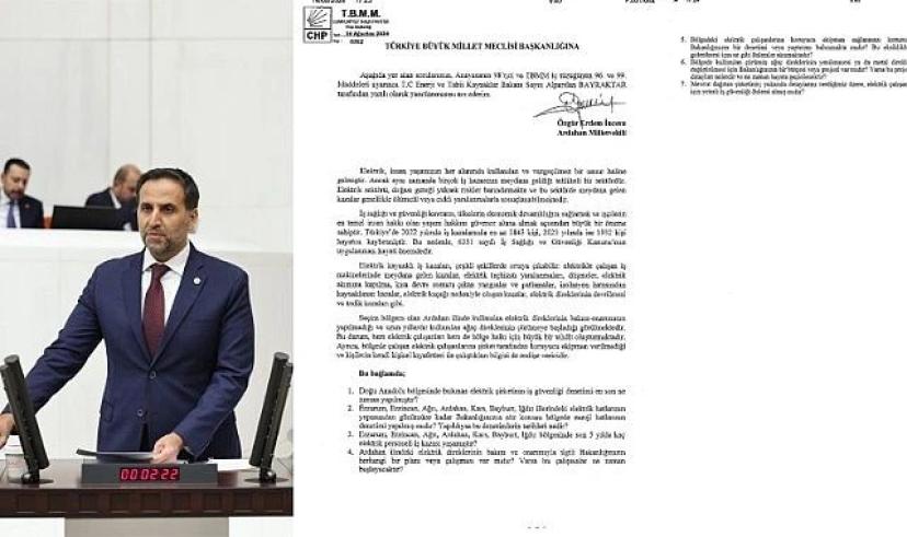 Vekil İncesu’dan Ardahan’daki elektrik sorunları için bakanlığa soru önergesi