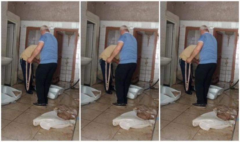 Adana’da şok görüntüler! Umumi tuvalette bağırsak temizlediler