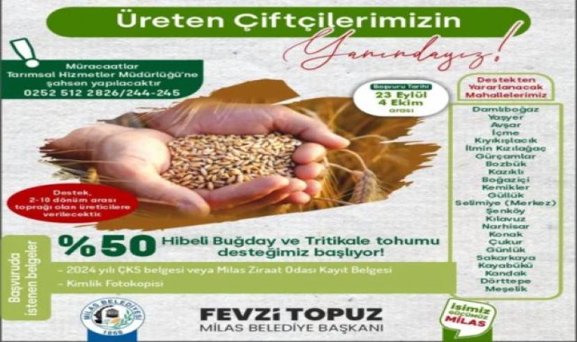 Milas Belediyesi’nden çiftçilere tohum desteği sağlanacak