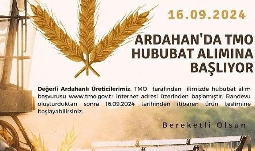 TMO, Ardahan’da hububat alımına başlıyor