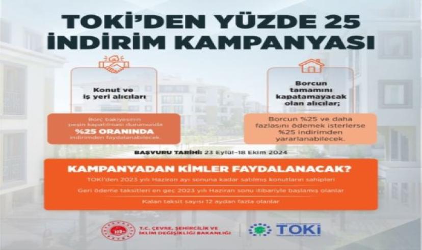 TOKİ’de yüzde 25 indirim kampanyası