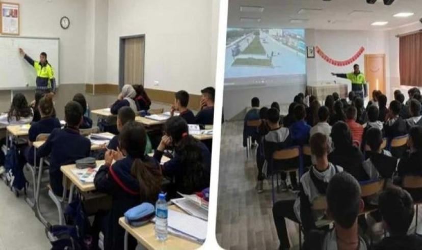 Kars trafik ekipleri öğrencilere trafik eğitimi verildi