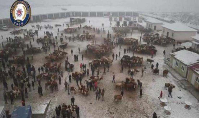 Kars’ta Hayvan Pazarı’nın giriş çıkışlarında uygulama yapıldı
