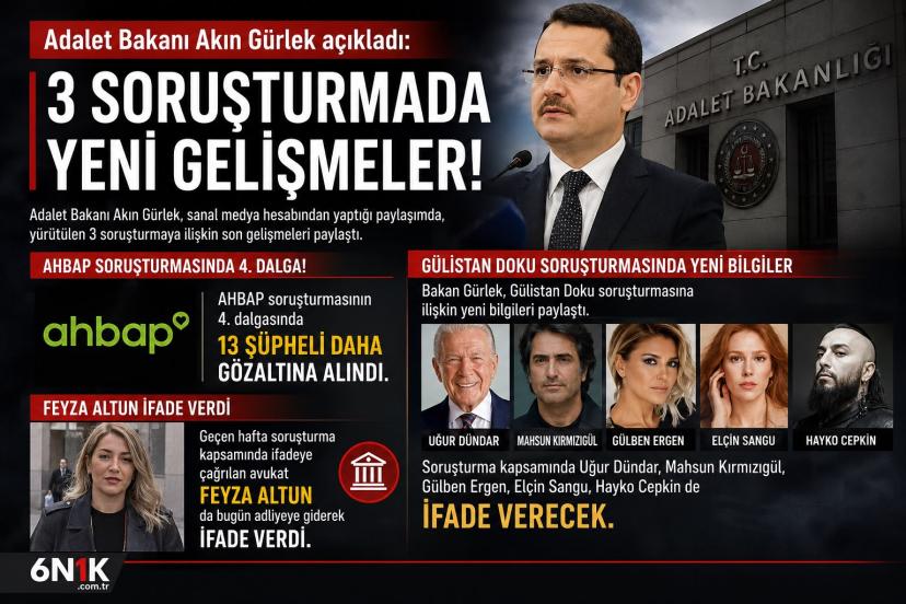 Adalet Bakanı Akın Gürlek’ten 3 Soruşturmaya İlişkin Açıklama