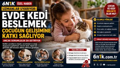 UZMANLAR UYARIYOR: EVDE KEDİ BESLEMEK ÇOCUĞUN GELİŞİMİNE KATKI SAĞLIYOR, ANCAK SORUMLULUK DA GETİRİYOR