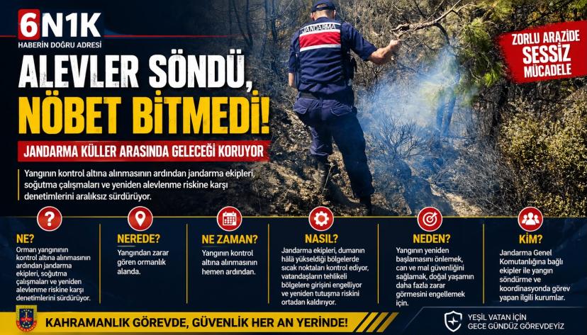 Alevler Söndü, Nöbet Bitmedi! Jandarma Küller Arasında Geleceği Koruyor