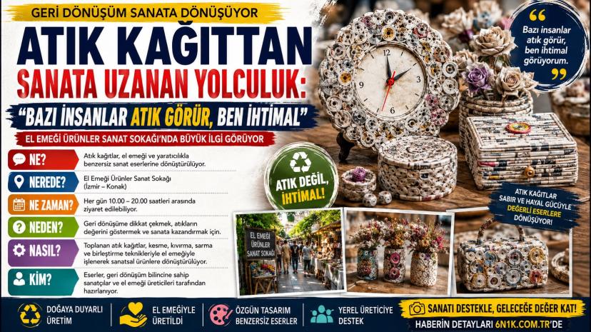 ATIK KAĞIDIN EL İŞİ VE BOYAMA SANATIYLA TAMAMLADIĞI YOLCULUĞU