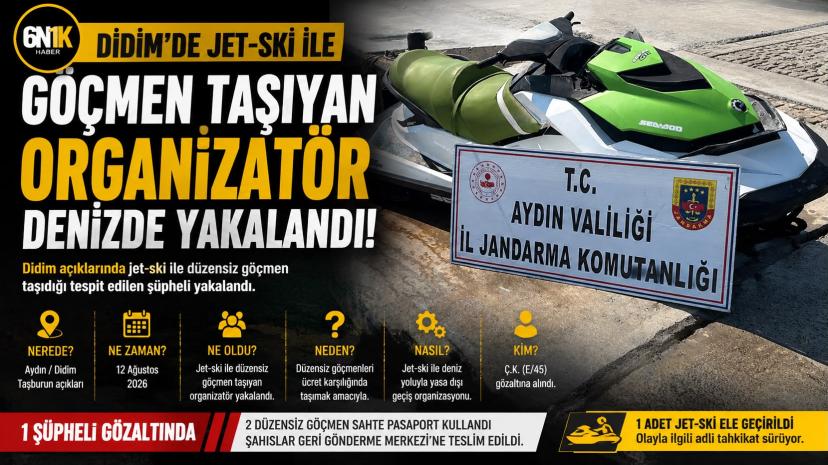Didim’de jet-ski ile göçmen kaçakçılığına operasyon: Organizatör denizde yakalandı