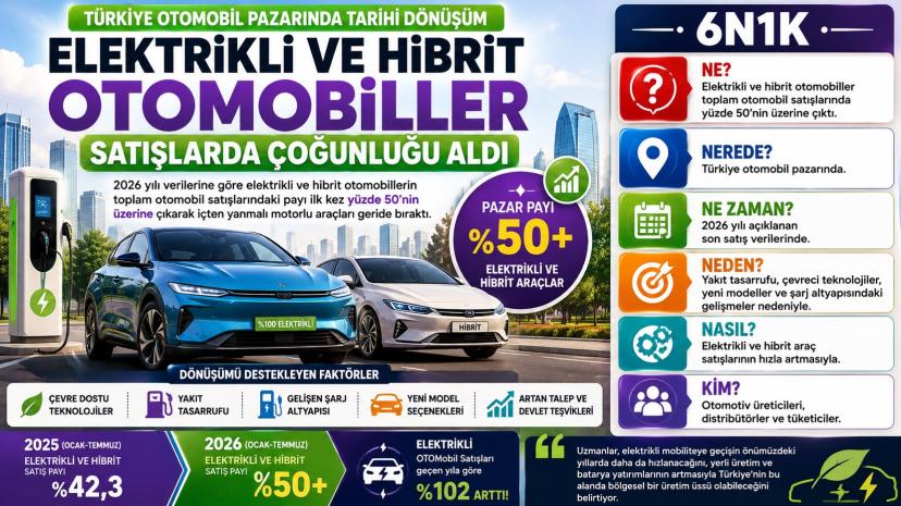 Elektrikli ve Hibrit Otomobiller Satışlarda Çoğunluğu Aldı