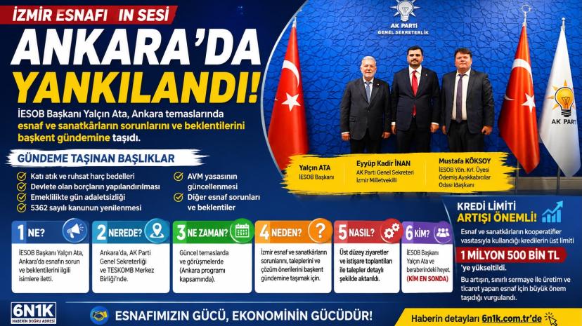 İzmir Esnafının Sesi Ankara’da: İESOB Başkanı Ata Esnafın Taleplerini Başkent Gündemine Taşıdı