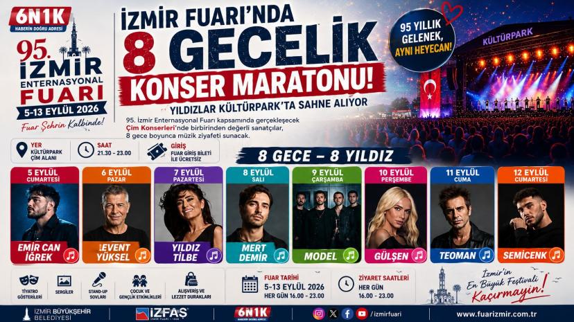 İZMİR FUARI’NDA 8 GECELİK KONSER MARATONU: YILDIZLAR KÜLTÜRPARK’A GELİYOR