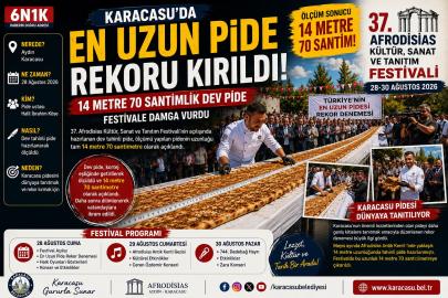 KARACASU’DA 14 METRE 70 SANTİMLİK PİDE: REKOR DENEMESİ FESTİVALE DAMGA VURDU