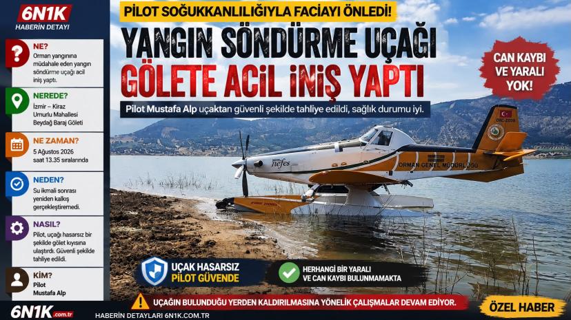 Pilot Güvende! Yangın Söndürme Uçağı Beydağ Barajı’na İniş Yaptı