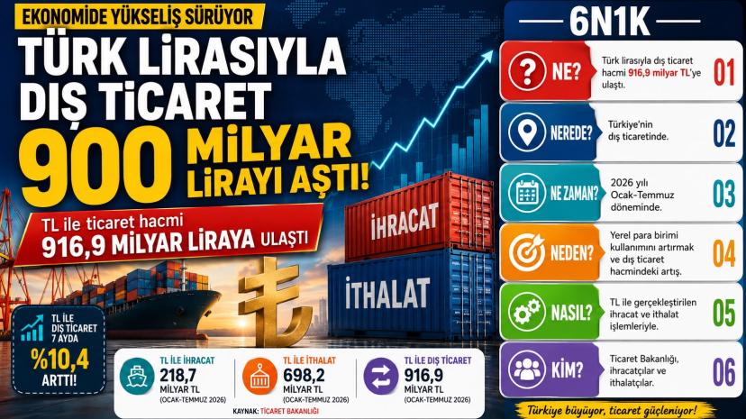 Türk Lirasıyla Dış Ticaret 7 Ayda 900 Milyar Lirayı Aştı