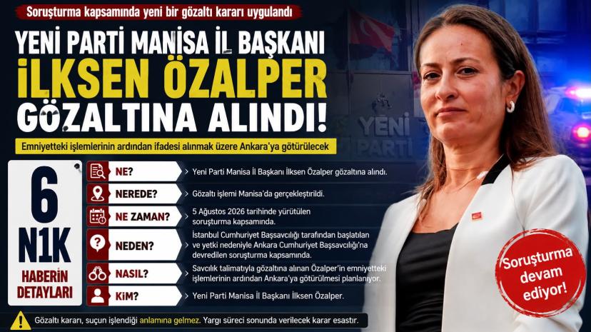 Yeni Parti Manisa İl Başkanı İlksen Özalper Gözaltına Alındı