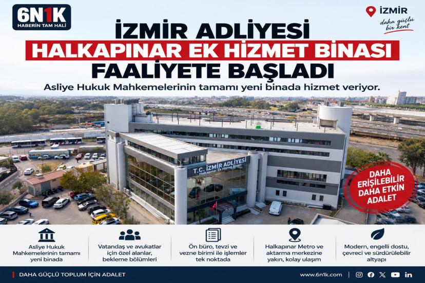 İZMİR ADLİYESİ’NİN HALKAPINAR EK HİZMET BİNASI FAALİYETE BAŞLADI